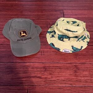 2pc hat set John Deere Kids Green Hat & Carters green Alligator bucket Hat